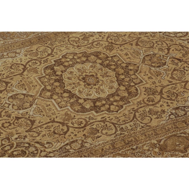 Antique Persian Tabriz Rug With Gold & Brown Floral Medallion - Rug & Kilim For Sale In New York - Image 6 of 9