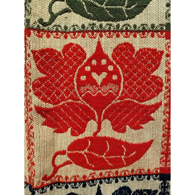 Mid 18th Century 1840s Handwoven American Coverlet, Floral Motif, Signed Elizabeth Yohe For Sale - Image 5 of 8