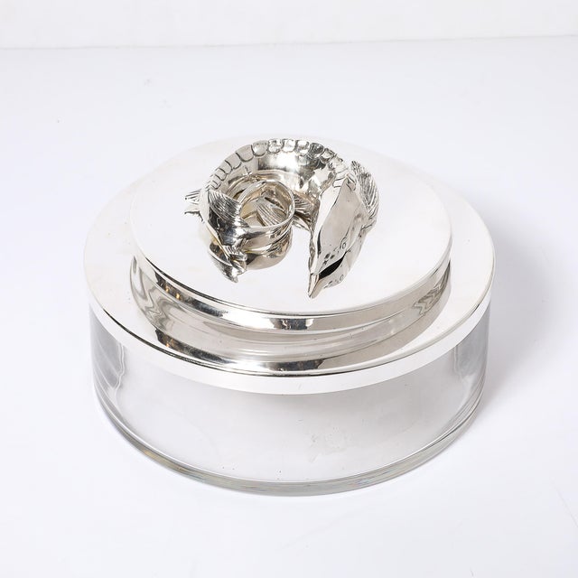 Mid-Century Silver Plate & Glass Caviar Service With Sculptural Sturgeon Handle For Sale - Image 18 of 18