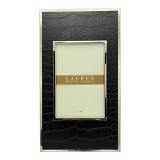Ralph Lauren Black Crocodile Leather Picture Frame For Sale