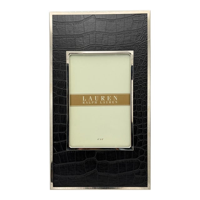 Ralph Lauren Black Crocodile Leather Picture Frame For Sale