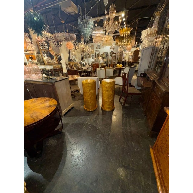Art Deco Pair of Italian Art Deco Design Burl Wood Pedestals For Sale - Image 3 of 6