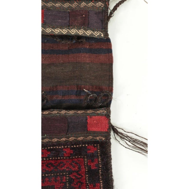 Late 19th Century Antique Handwoven Afghan Baluch Wool Saddlebag / Rug For Sale - Image 4 of 6