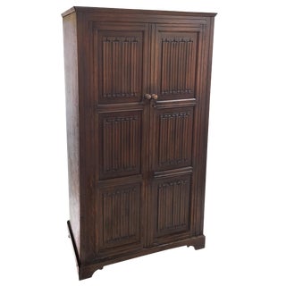 1940s Art Deco Relief Detailing Armoire For Sale