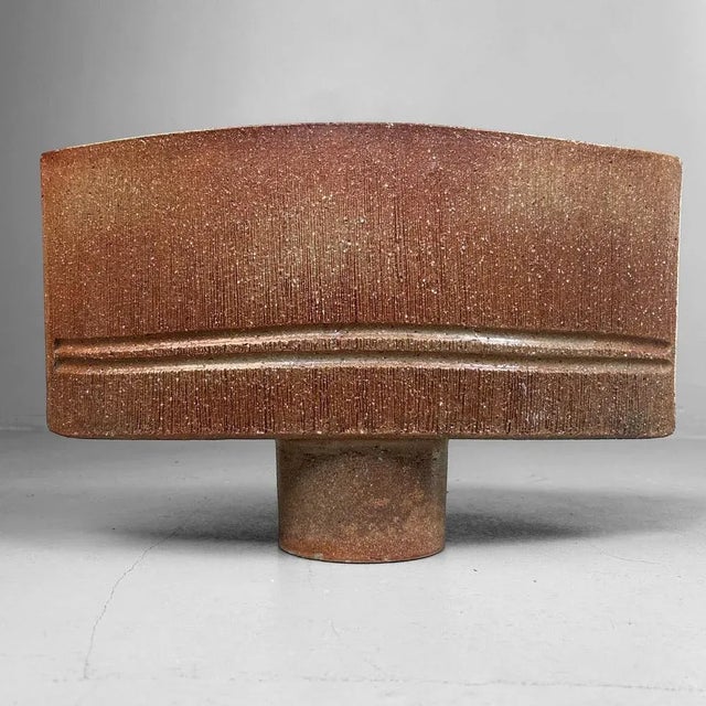 Brown Japanese Modernist Ceramic Ikebana Vase, 1960s For Sale - Image 8 of 18