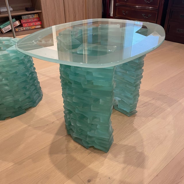 Murano 1980s Murano Stacked Glass Side Table For Sale - Image 4 of 6