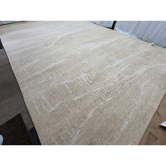 Rh Restoration Hardware Strati Hand-Knotted Wool Rug — 10' × 14' Sand | Himalayan Highland Wool | High-Low Textural Design For Sale - Image 16 of 18