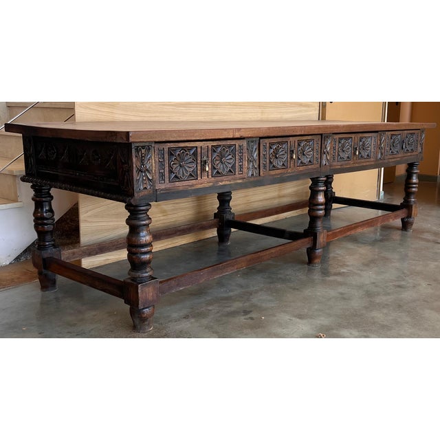 Baroque Late 18th Century Spanish Refectory Table or Farm Table with Four Drawers For Sale - Image 3 of 18