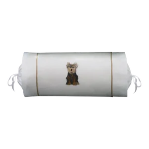 Yorkie Dog Bolster Cushion With Insert, Embroidered