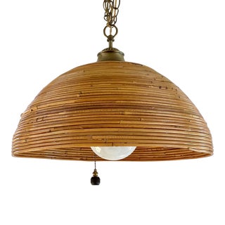 Vintage Italian Pencil Reed Hanging Pendant Lamp For Sale