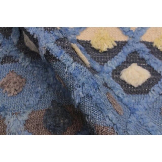 1990s 1990s Modern Moroccan High-Low Lt. Blue/Ivory Wool Rug - 5'5'' X 7'5'' For Sale In New York - Image 6 of 8