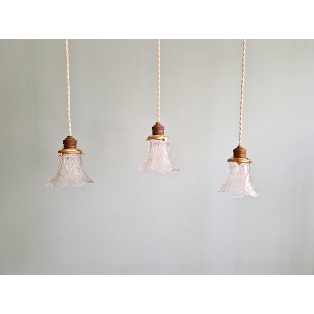 Art Deco Pendant Lights in Clear Glass, 1930s, Set of 3 For Sale - Image 17 of 17