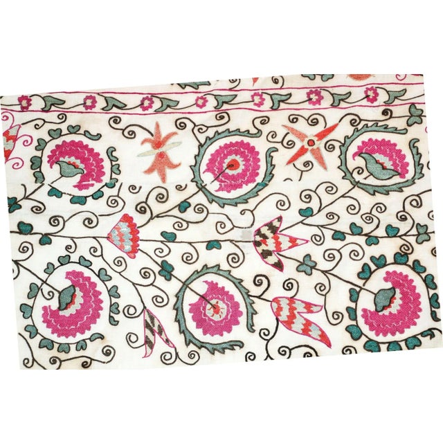 19th C. Suzani Bukhara Uzbekistan Antique Embroidered Islamic Art Textile Susani For Sale - Image 11 of 13