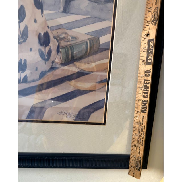 Vintage Jerianne Van Dijk Oversized Framed Floral Lithograph – Pink Tulips in Delft Pitcher For Sale - Image 15 of 16