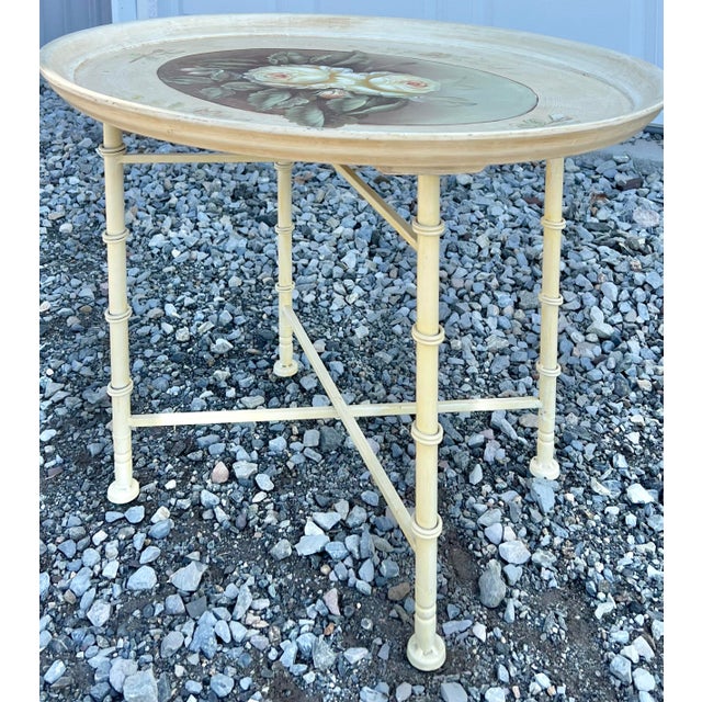 Vintage Hand Painted Tray Top Coffee Table For Sale - Image 4 of 7