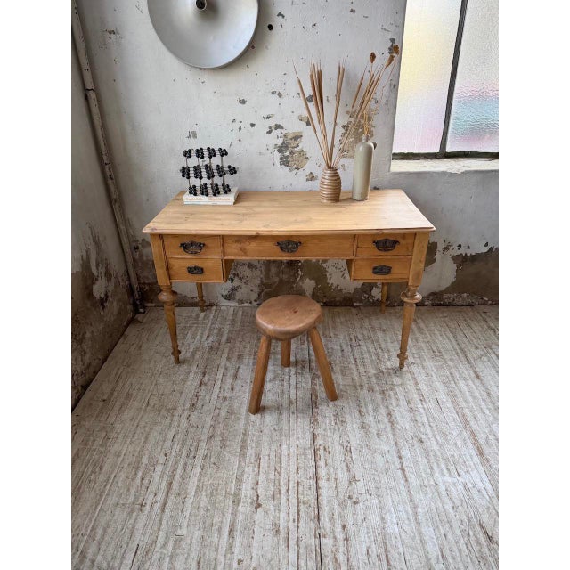 Desk in Light Walnut with Pine Top, 1900s For Sale - Image 9 of 18