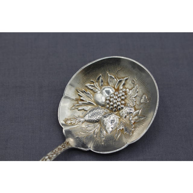 Early 20th Century 1924 S. Kirk & Son Sterling Silver Repousse Spoons - a Pair For Sale - Image 4 of 6