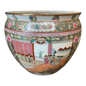 Large Vintage Chinese Famille Rose Porcelain Fish Bowl II