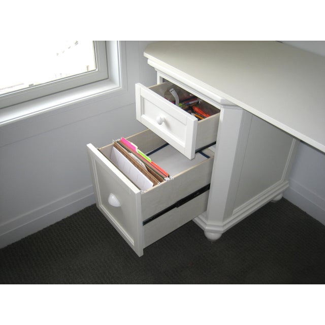 Contemporary White 5 Draw Desk With Glass Top Chairish