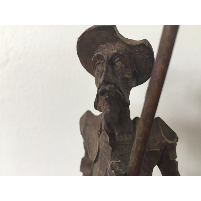 Vintage Wood Carved Don Quixote Statue Chairish