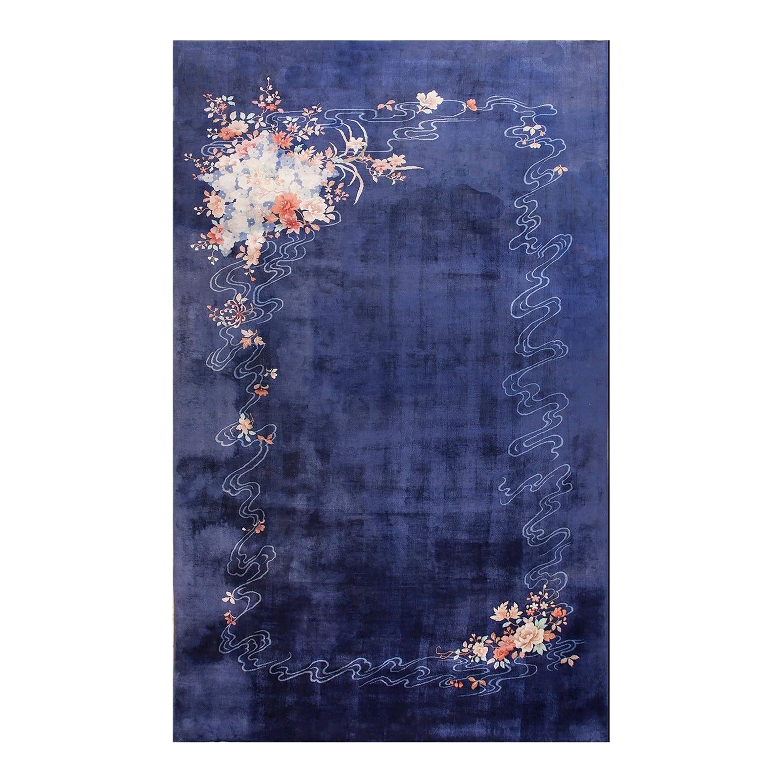 A Lovely Small Floral Bouquet Diagonally in a Royal Blue Open Field ...