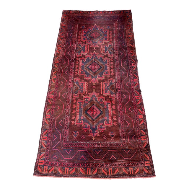 Antique Herati Hand-Knotted Wool Rug - 8'7" X 4'0" For Sale