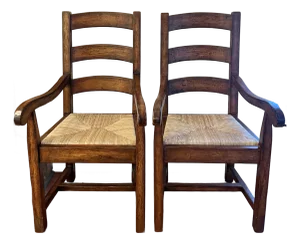 Rustic Provence Ladderback Armchairs -a Pair