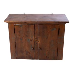 Late 20th Century Primitive Pine Two Door Wall Cupboard