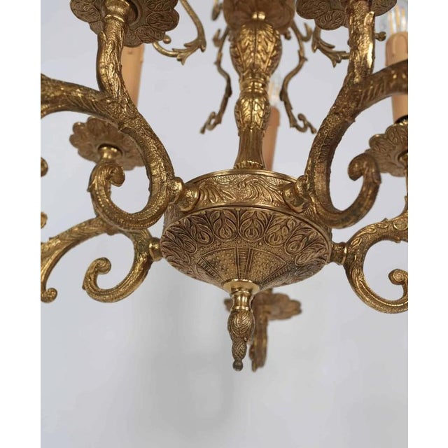 Antique Brass 10-Light Chandelier For Sale - Image 4 of 7