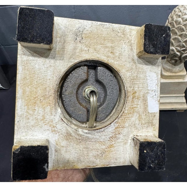 Pair Vintage Carved Wood Pineapple Lamps For Sale - Image 10 of 10