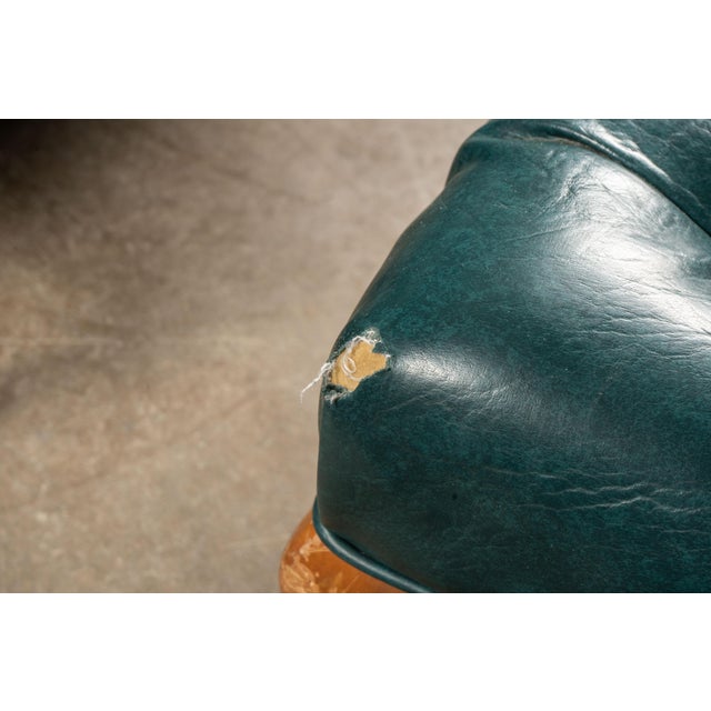 Vintage Tufted Armchair and Ottoman Set in Teal For Sale - Image 9 of 10