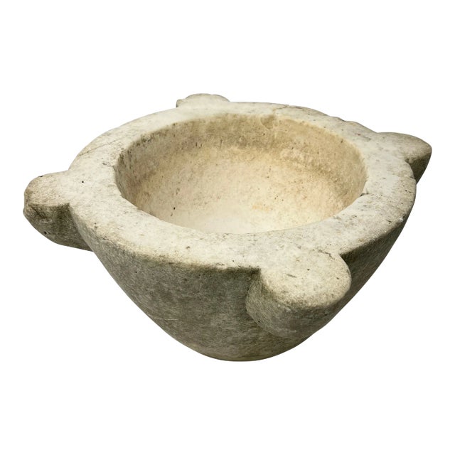 Large 18th Century, Italian or French White Marble Mortar Phenomenal Patina For Sale