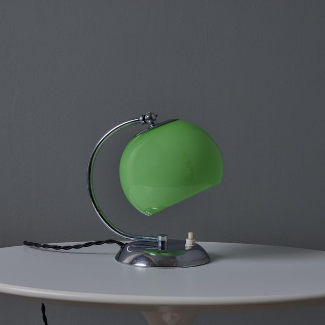 1950s Mauri Almari Chrome and Opaline Green Glass Table Lamp for Idman Oy For Sale - Image 9 of 18