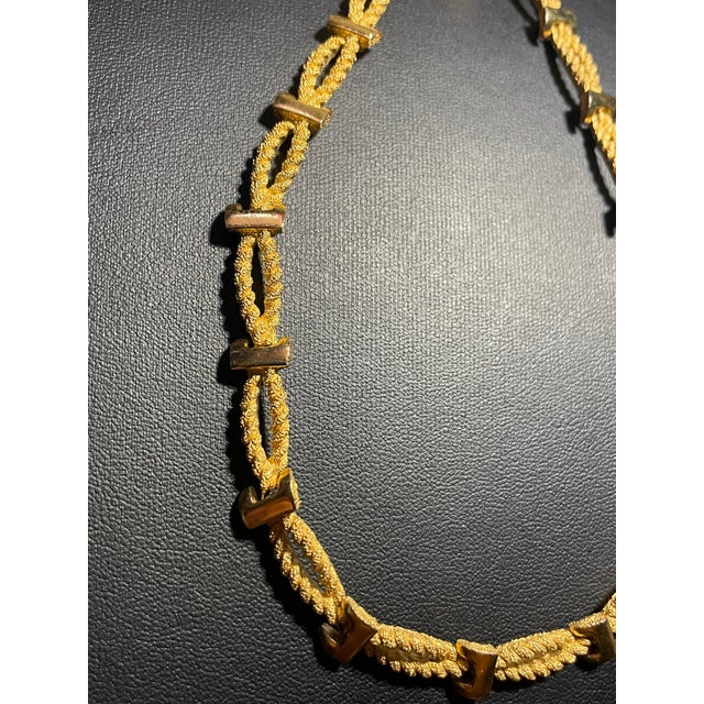 MCM Jewelry by Trifari "Twisted Cord" Golden Rope Link Choker Necklace For Sale In South Bend - Image 6 of 8