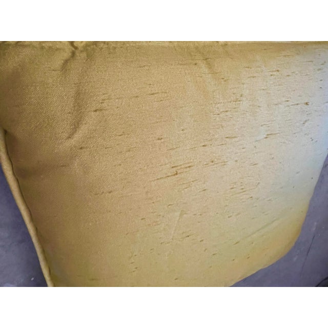 1950s Vintage Gold Silk With Floral Embroidery Design Pillow For Sale - Image 5 of 7