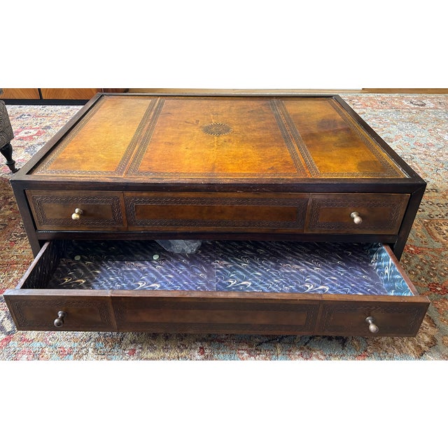 Rustic European Early 20th Century Leather and Wood Low Chest/Coffee Table For Sale - Image 3 of 4