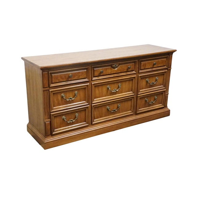 Thomasville Thomasville Furniture Serenade Collection Burled Walnut Italian Neoclassical Tuscan Style 66" Triple Dresser 21211-130 For Sale - Image 4 of 16