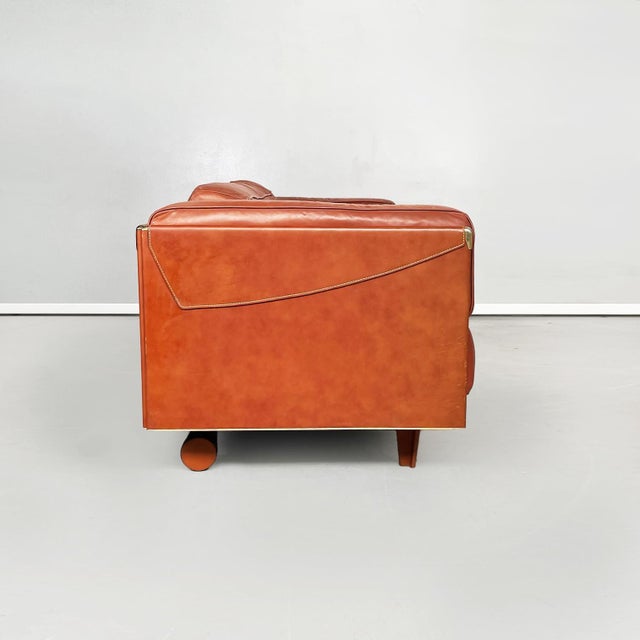 Modern Italian Brown Leather Sofa Twice by Cerri for Poltrona Frau, 1980s For Sale - Image 3 of 18