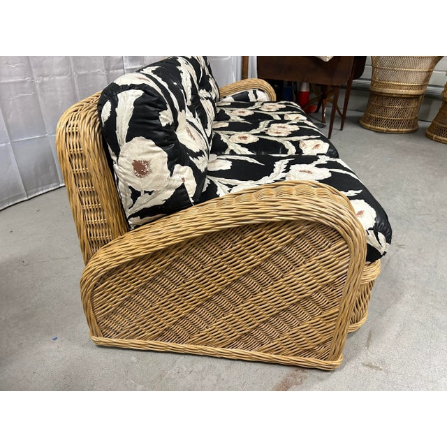 Century Furniture 20th Century Steamer Wicker Sofa by Jay Spectre For Sale - Image 4 of 10