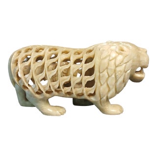 Antique Chinese Soapstone Carving Lion Inside a Lion Incredible! For Sale