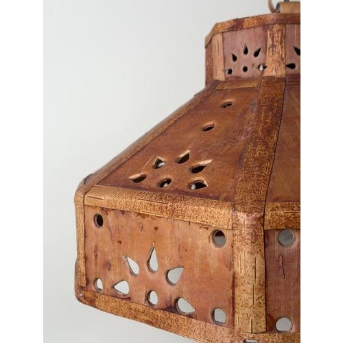 Swedish Birch Bark Pendant Lamp with Decorative Bark Chain, 1960 For Sale - Image 12 of 16