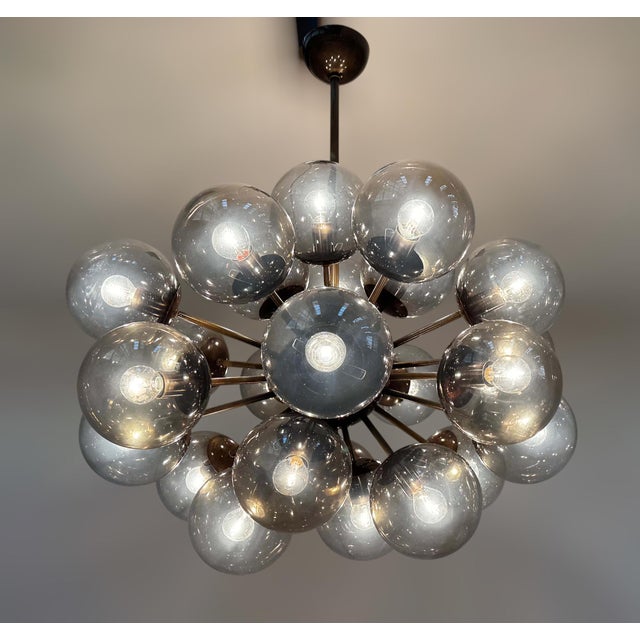 Metal 21st Century Ovale Bronze Smoky Murano Sputnik Chandelier by Fabio LTD For Sale - Image 7 of 9