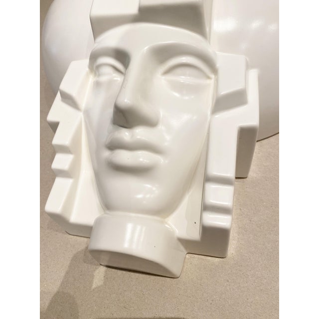 Art Deco Egyptian Pharaoh Face Sconce by Saint Clément Ceramic, France, 1960s, Set of 2 For Sale - Image 6 of 15