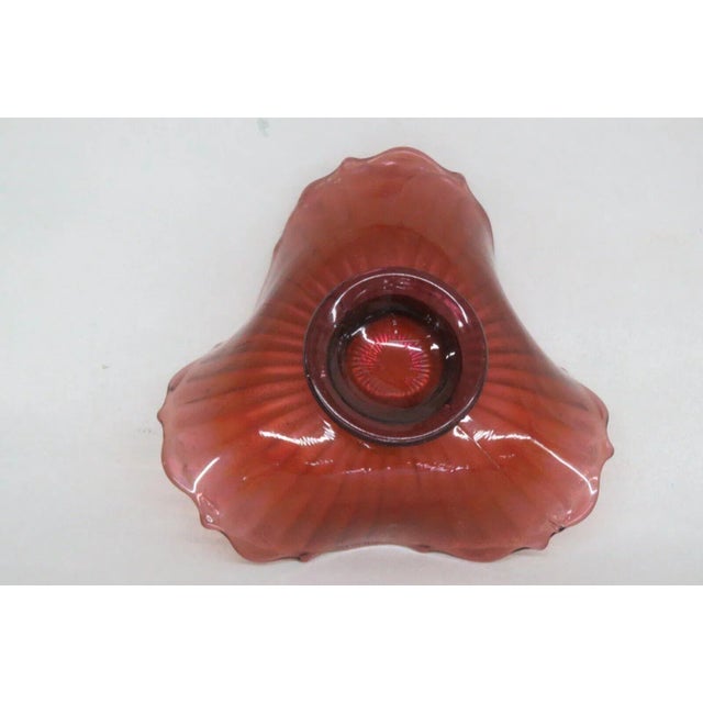 Glass Fenton Carnival Glass Amethyst Stippled Rays Folded Ruffled Candy Dish For Sale - Image 7 of 9
