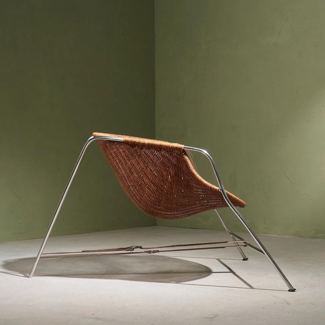Coqueta Chair in Stainless Steel, Wicker and Leather by Pete Sans, Spain, 1980s For Sale - Image 6 of 13