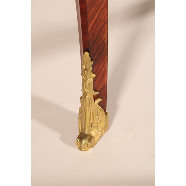 Antique Louis XV Style King Wood and Tulip Wood Bronze Mounted Leather Top Desk For Sale - Image 11 of 12