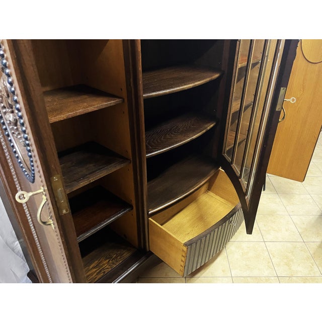 Wood Monumental Study Bookcase with Beveled Crystal Glass Panes, Germany, 1910 For Sale - Image 7 of 18