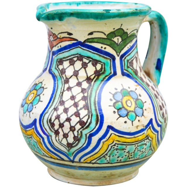 Early 20th Century Early 20th Century Polychrome Andalusian Ceramic Pitcher For Sale - Image 5 of 12