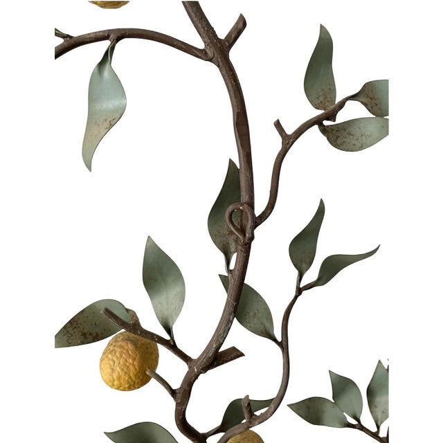 Green Vintage Large Italian Tole Espalier / Espaliered Orange Citrus Tree Wall Sconce / Candle Holder Sculpture For Sale - Image 8 of 8