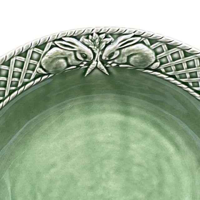Ceramic Bordallo Pinheiro Bunny Rabbit Serving Bowl Majolica Portugal Late 20th Century For Sale - Image 7 of 7